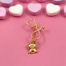 Load image into Gallery viewer, Gold Dainty Teddy Bear Stethoscope Pin