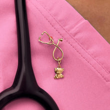 Load image into Gallery viewer, Gold Dainty Teddy Bear Stethoscope Pin
