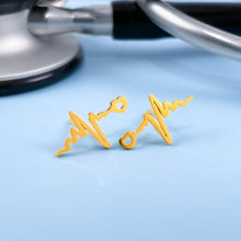 Load image into Gallery viewer, Gold Heartbeat Stud Earrings