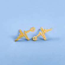 Load image into Gallery viewer, Gold Heartbeat Stud Earrings