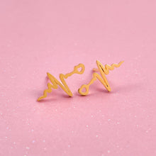 Load image into Gallery viewer, Gold Heartbeat Stud Earrings
