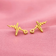 Load image into Gallery viewer, Gold Heartbeat Stud Earrings