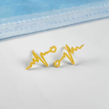 Load image into Gallery viewer, Gold Heartbeat Stud Earrings