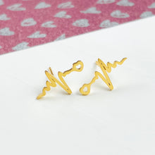 Load image into Gallery viewer, Gold Heartbeat Stud Earrings