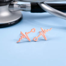 Load image into Gallery viewer, Rose Gold Heartbeat Stud Earrings