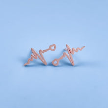 Load image into Gallery viewer, Rose Gold Heartbeat Stud Earrings