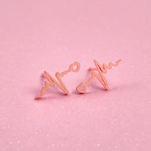 Load image into Gallery viewer, Rose Gold Heartbeat Stud Earrings