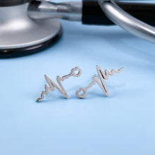 Load image into Gallery viewer, Silver Heartbeat Stud Earrings