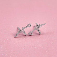 Load image into Gallery viewer, Silver Heartbeat Stud Earrings
