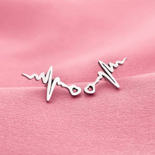 Load image into Gallery viewer, Silver Heartbeat Stud Earrings