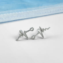 Load image into Gallery viewer, Silver Heartbeat Stud Earrings
