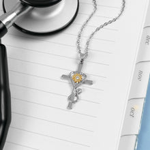 Load image into Gallery viewer, Holy Sunflower Cross Necklace
