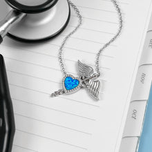 Load image into Gallery viewer, Opal Heart Caduceus Necklace