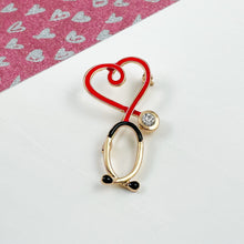 Load image into Gallery viewer, Stethoscope Heart Pin