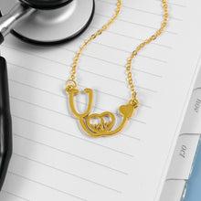 Load image into Gallery viewer, Gold Stethoscope Heartbeat Necklace