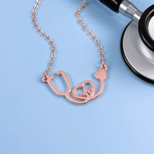 Load image into Gallery viewer, Rose Gold Stethoscope Heartbeat Necklace