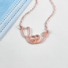 Load image into Gallery viewer, Rose Gold Stethoscope Heartbeat Necklace