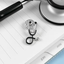 Load image into Gallery viewer, Black Stethoscope Pin
