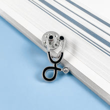 Load image into Gallery viewer, Black Stethoscope Pin