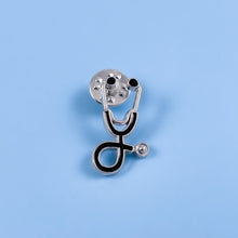 Load image into Gallery viewer, Black Stethoscope Pin