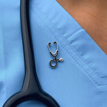 Load image into Gallery viewer, Black Stethoscope Pin