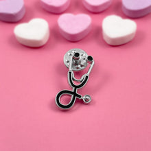 Load image into Gallery viewer, Black Stethoscope Pin