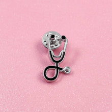 Load image into Gallery viewer, Black Stethoscope Pin