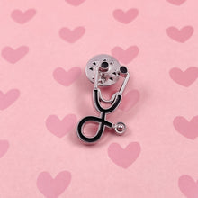 Load image into Gallery viewer, Black Stethoscope Pin