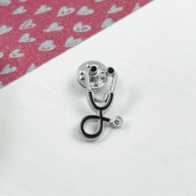Load image into Gallery viewer, Black Stethoscope Pin