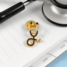 Load image into Gallery viewer, Black/Gold Stethoscope Pin