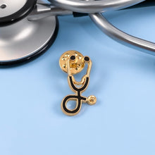 Load image into Gallery viewer, Black/Gold Stethoscope Pin