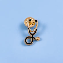 Load image into Gallery viewer, Black/Gold Stethoscope Pin