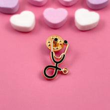 Load image into Gallery viewer, Black/Gold Stethoscope Pin