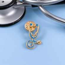 Load image into Gallery viewer, Blue/Gold Stethoscope Pin