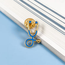 Load image into Gallery viewer, Blue/Gold Stethoscope Pin