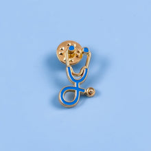 Load image into Gallery viewer, Blue/Gold Stethoscope Pin