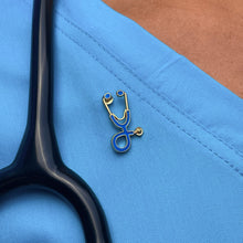 Load image into Gallery viewer, Blue/Gold Stethoscope Pin