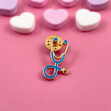Load image into Gallery viewer, Blue/Gold Stethoscope Pin