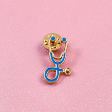 Load image into Gallery viewer, Blue/Gold Stethoscope Pin