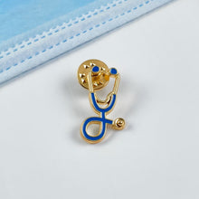 Load image into Gallery viewer, Blue/Gold Stethoscope Pin