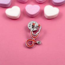 Load image into Gallery viewer, Coral Stethoscope Pin