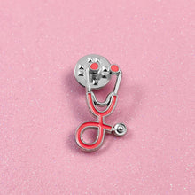 Load image into Gallery viewer, Coral Stethoscope Pin