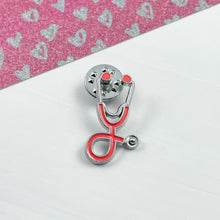 Load image into Gallery viewer, Coral Stethoscope Pin