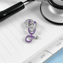 Load image into Gallery viewer, Purple Stethoscope Pin