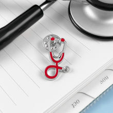 Load image into Gallery viewer, Red Stethoscope Pin