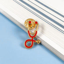 Load image into Gallery viewer, Red/Gold Stethoscope Pin