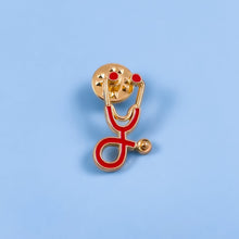 Load image into Gallery viewer, Red/Gold Stethoscope Pin