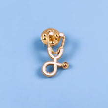 Load image into Gallery viewer, White/Gold Stethoscope Pin