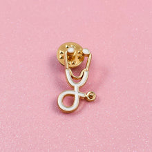 Load image into Gallery viewer, White/Gold Stethoscope Pin