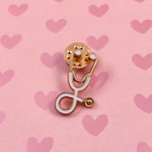 Load image into Gallery viewer, White/Gold Stethoscope Pin